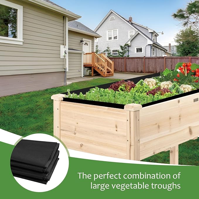 Longzhuo 63" X 83" Raised Garden Bed Liner - Non Woven Fabric for Winter Greenhouse Vegetable Gardening, Cuttable Plant Liner with Soil Containment & Water Drainage for Flower Pots