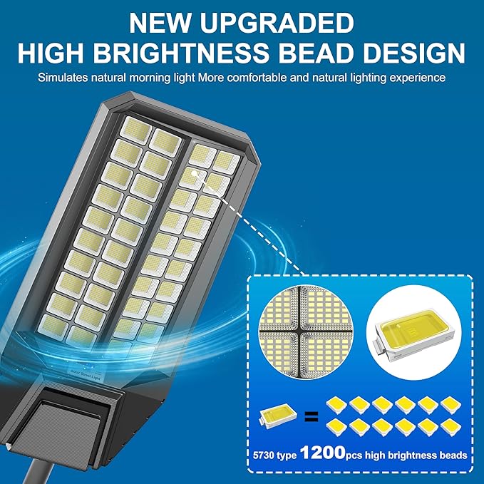 10000W Solar Street Light - 600000 Lumens, Dusk-to-Dawn, Waterproof, Ideal for Commercial & Outdoor Parking Lots - Energy-Efficient Solar-Powered, 3-Year Warranty