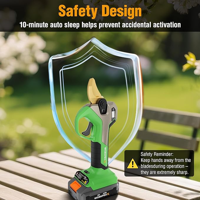 WORKPROX Electric Pruning Shears, 1.26" Cutting Diameter, Brushless Motor, SK5 Titanium-Coated Blades, 2Ah Battery Pruning Shears with LCD Display