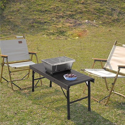 SUN-YE Charcoal Grill for IGT Table,Portable Grill with Carry Bag,Adjustable Furnace Burning Carbon Plate Height,Stainless Steel,Instantly Expands and Stores,1 Piece