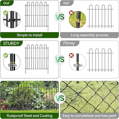 25 Panels Decorative Garden Fence, 50ft X 32in Rustproof Metal Animal Barrier Fence, No Dig Fence Garden Fence, Arched Flower Bed Edging Ornamental Wire Border Fencing for Outdoor Yard, Patio Decor