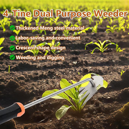Weed Puller Tool, Rubber Handle Garden Manual Weeder Tool, Portable Stainless Steel Weeding Tools, For Hand Weeder Puller for Vegetable Gardening Backyard Farm Planting & Uprooting Weeding Tool