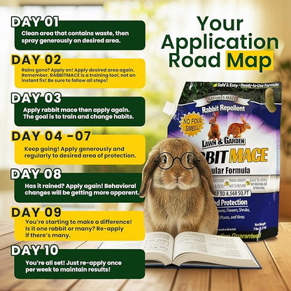 Nature's Mace Rabbit Mace Granules, 7 Pounds, Rabbit Repellent Outdoor, Rabbit Deterrent for Garden, Yard, Repel Bunnies, Keep Rabbits Out, Safe to Use Around People, Pets, & Plants