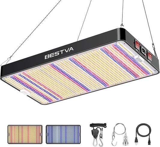 BESTVA DC3000 LED Grow Light, Full Spectrum Grow Lights for Indoor Plants with Veg & Bloom Switches, Quiet Cooling Fan, for Seedling Veg Bloom All Growth Stages