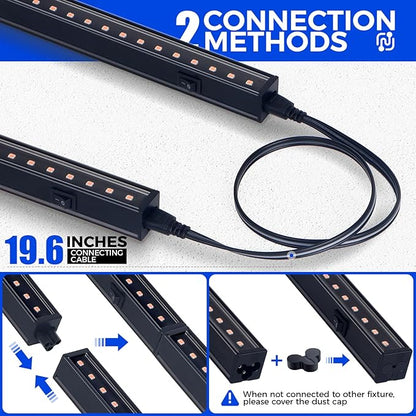 Barrina 1ft Grow Lights for Indoor Plants Full Spectrum, LED Grow Lamp with Black Cover, T5 Grow Light Strip, Under Cabinet Grow Light with Switch Cord, Plug and Play, Linkable, Pinkish White, 4 Packs