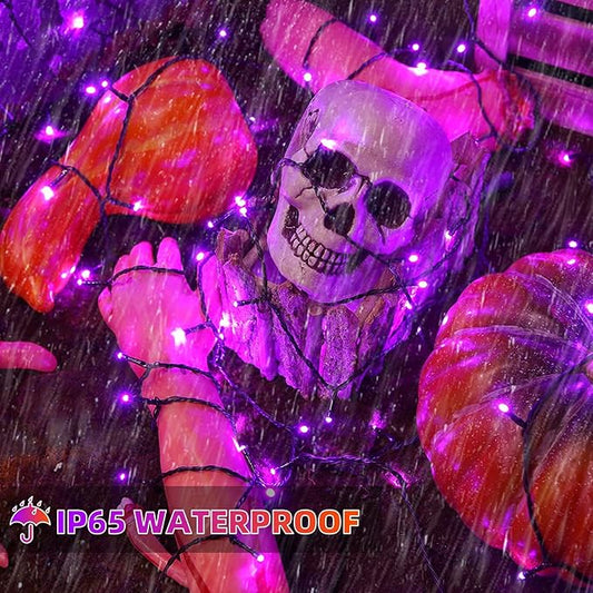 Halloween String Lights End-to-End Plug 8 Modes Timer Remote 108FT 300 LED IP65 Outdoor Waterproof UL Certificated Indoor Fairy Lights Garden Christma Trees Parties Decoration Purple- Orange