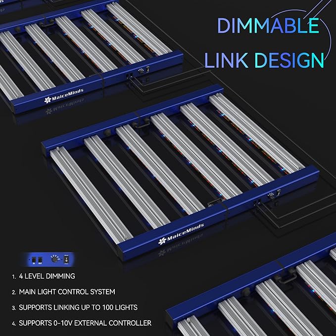 320W Led Grow Lights for Indoor Plants Full Spectrum Foldable and dimmable LED Grow Lights Daisy Chain 3x3/4x4ft Coverage Bar Style Growing Lamp for Indoor Plants