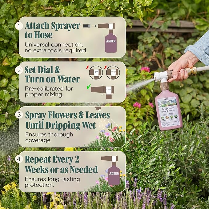 Organic Fungicide—Roses & Flowers, 16oz Ready-to-Spray | Stops Powdery Mildew, Black Spot, Rust, Blight | Bacillus amyloliquefaciens F727 | Pet-Safe, Pollinator-Friendly Garden Disease Control