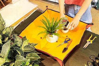 2PCS Repotting Mat for Transplanting & Potting Soil Mess Control, 26.8" x 26.8" Waterproof Plant Potting Mat, Succulent Orchid Potting Tray for Plant Pots, Gardening Gifts Bonsai Tools