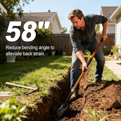 VNIMTI Trench Shovel for Clean Trenches, 4-Inch Trenching Shovel with Fiberglass Handle, 58 Inches