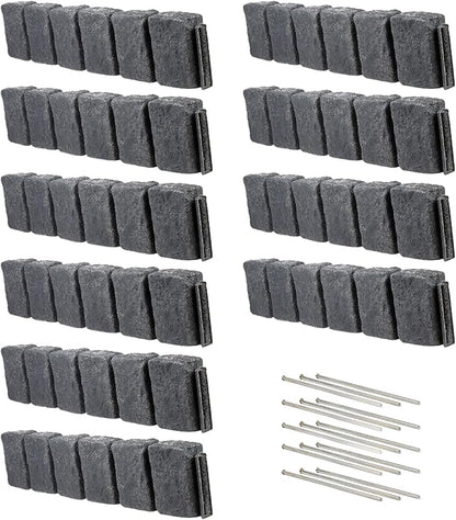 Beuta Landscape Edging | Garden Edging Border | Faux Stone Block XL for Lawn Edging, Flower Beds & Yard Edging – 10 Pack | Each Section Has 6 Blocks 48" L x 4" W x 9.5" H | 30 Spikes | Charcoal
