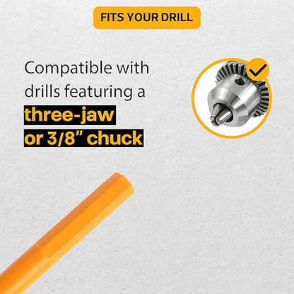 Garden Auger Drill Bit for Planting - 2"(D) x14.5(L) - Post Hole Digger Drill Auger for Gardening Bulbs, Flowers, and Bedding Plant - Made to Fit in Any 3/8 Hex Drill (Yellow)