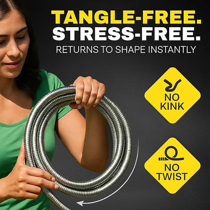 BIONIC STEEL 3Ft Short Garden Hose, 3 Ft x 5/8 In. Connector Hose for Reel, Leak Proof Connection, Heavy Duty, Non Kinking, Flexible, Hose Extension