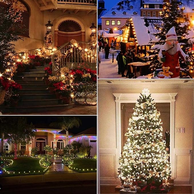 Brightown 50FT C7 Clear LED Christmas String Lights Outdoor, Connectable with 50+2 Bulbs(2 Spare) 0.6W Bulbs, Vintage Hanging Lights for Xmas Holiday Party, Patio, Roofline House Decor