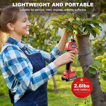 Cordless Electric Pruning Shears, 1.6" Cutting Diameter Power Pruner, Brushless Branch Cutter with LCD Display, Dual 2.0Ah 21V Battery Powered Trimming Scissors for Gardening Tree Pruning
