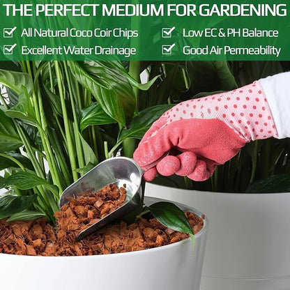 Halatool 10LBS Coco Coir Chips for Plants, 100% Compressed Organic Coco Husk with Low EC pH Balanced, Coconut Substrate Growing Mulch for Flowers, Garden, Orchids, Herbs,Landscaping