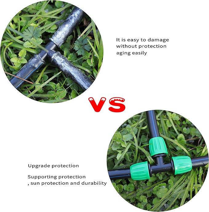 15 Pack 1/2 Inch Drip Irrigation Tee Fittings (1/2" ID x0.6-0.63" OD) - 1/2'' Drip Line Anti-Drop Barbed Lock Nut T Connectors for 1/2 Inch Drip Irrigation Tubing System Connection