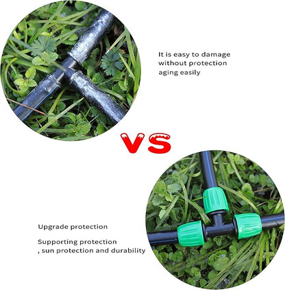 15 Pack 1/2 Inch Drip Irrigation Tee Fittings (1/2" ID x0.6-0.63" OD) - 1/2'' Drip Line Anti-Drop Barbed Lock Nut T Connectors for 1/2 Inch Drip Irrigation Tubing System Connection