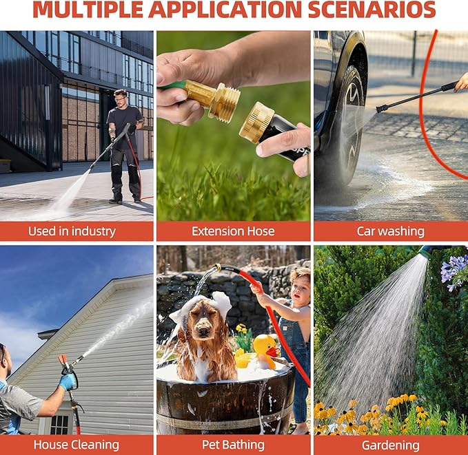 SPECILITE 3/4" Hot/Cold Short Leader Garden Water Hose 5 ft, -50℉-190℉, Flexible & Lightweight Rubber Pipes With 3/4" Brass Fittings for Yard, Outdoor, Farm, Red