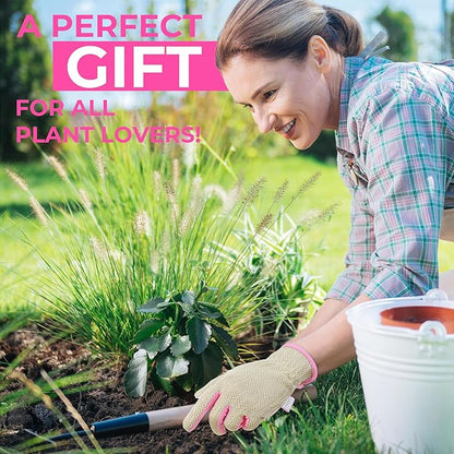 HANDLANDY Gardening Gloves for Women, Breathable Ladies Leather Garden Yard Gloves Best Gift for Gardeners