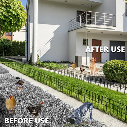 17in(H) x 10ft(L) Garden Fence Animal Barrier No Dig, 10 Panels Rustproof Small Metal Fencing, 1.5in Gap Fence Border, Outdoor Decorative Fence for Yard Dogs Rabbits