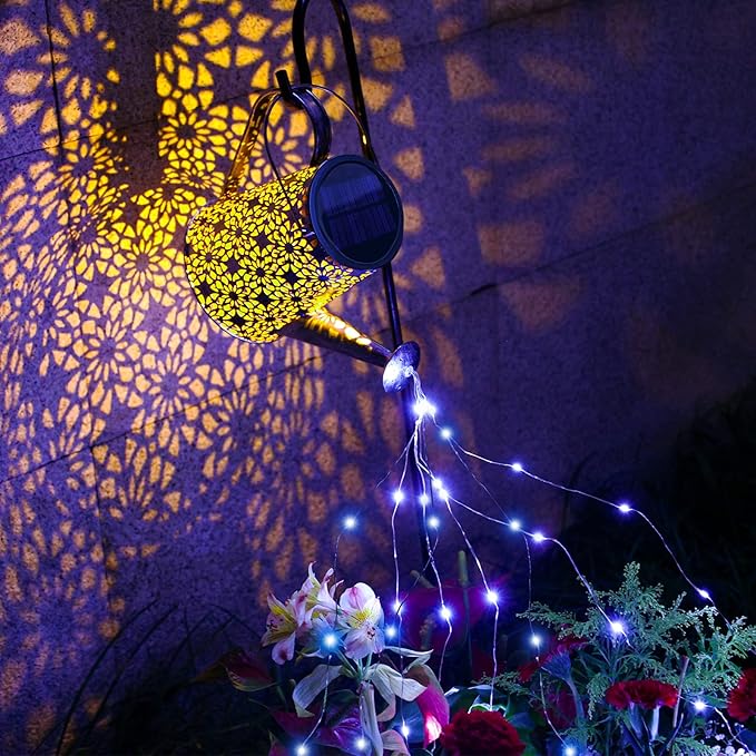 VOOKRY Solar Watering Can Lights, Large Hanging Blue Solar Lights Outdoor Decorative Garden Decor Waterproof for Outside Patio Yard Porch Lawn Landscape, Birthday Gifts for Women Mom Grandma Christmas