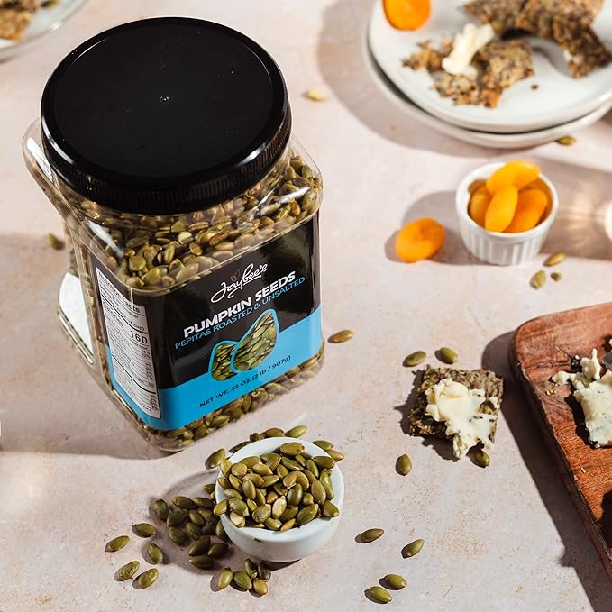 Pumpkin Seeds Pepitas Roasted Unsalted - 32 oz - 2 Pound | Healthy Snack | Vegan, Keto Diet Friendly | Hand-Picked | Kosher Certified | Pumpkin Seed | Jaybee's Nuts