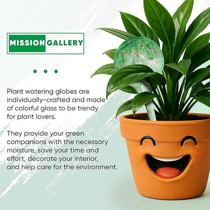 Plant Watering Globes Set of 2 - Small Self Watering Globes for Indoor & Outdoor Plants - Multicolored, Automatic, Glass Watering Bulbs for Daily Use, Plant Watering Devices