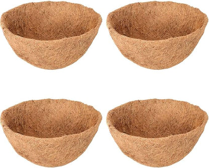Halatool 4PCS 12Inch Round Coco Liners Hanging Basket 100% Natural Replacement Coconut Liner for Planters Garden Flower Pot Vegetables Herbs