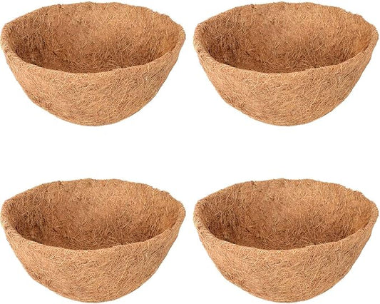 Halatool 4PCS 12Inch Round Coco Liners Hanging Basket 100% Natural Replacement Coconut Liner for Planters Garden Flower Pot Vegetables Herbs