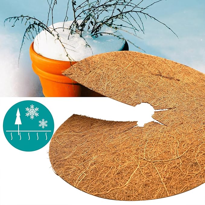 Coconut Fiber Mulch Rings for Winter Plant Protection Coconut Fibers Mulch Ring for Shrubs Against Cold Frost Wind, 4PCS 11.7inches/30cm Diameter
