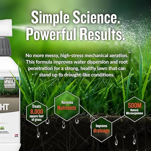 Turf Titan Thatch Buster Lawn Aerator & Grass Dethatcher (32 oz) – All-Natural Hose End Liquid Soil Loosener & Conditioner for Green Grass – Healthy Soil in 45 Days – Covers Up to 8,000 Sq Ft