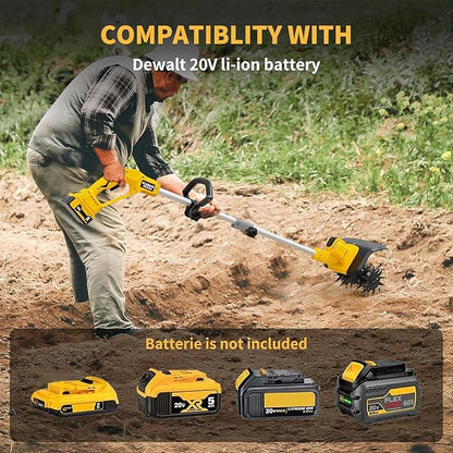 Cordless Tiller Cultivator Compatible with Dewalt 20V Battery(Tool Only), Electric Garden Tiller w/360 RPM, 9In Tilling Width and 6.6In Depth Garden Rototiller for Lawn/Soil Cultivation