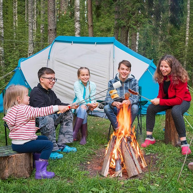 12 PCS Marshmallow Roasting Sticks, Telescoping Smores Sticks for Open Fire Pit, 32 Inch Long Marshmallow Toasting Barbecue Forks S'mores Skewers for Campfire Camping Hotdog Hot Dog Bonfire Grill