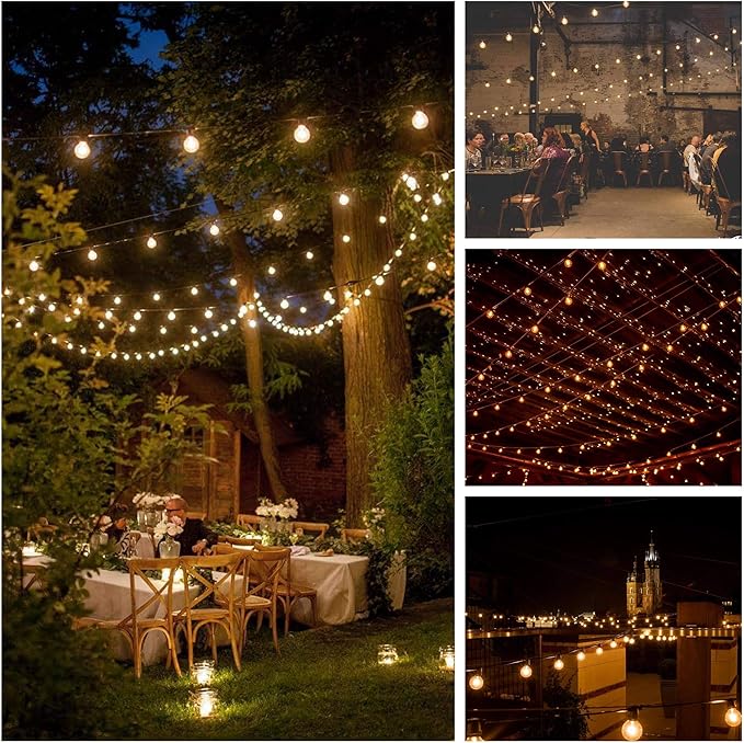 Hometown Evolution, Inc. 50 Foot LED G50 Globe String Lights (Black Wire) with LED 2 Inch 0.6 Watt Bulbs