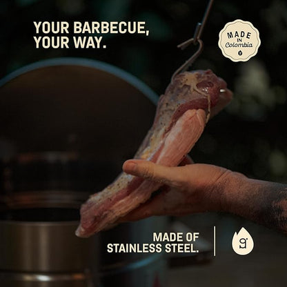 Charcoal Grills - Basic 25 lbs - Stainless Steel Smoker Grill 3-in-1 for Cooking & Home BBQ - Portable Vertical Smoker Barrel for Outdoor & Camping - Meat Grill with Thermometer & Accessories