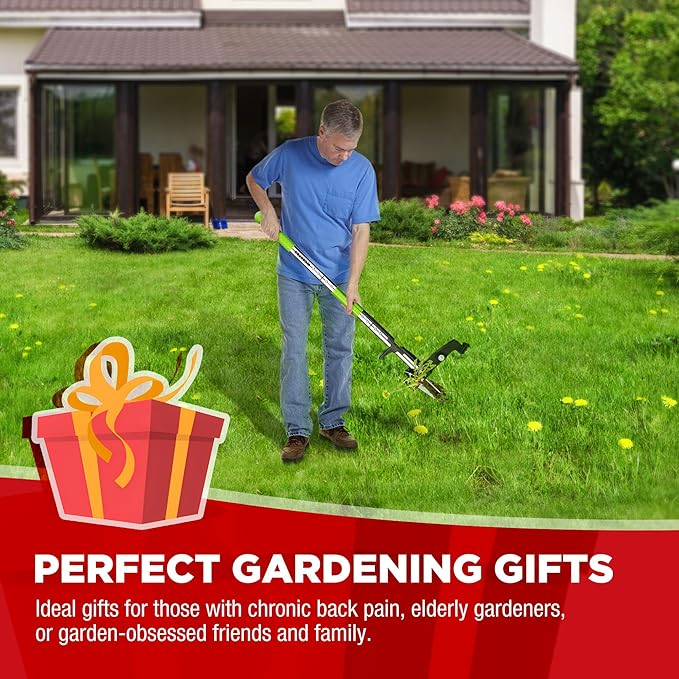 WORKPRO Stand Up Weed Puller Tool, Garden Dandelion Weeder Puller with Ergonomic 39" Long Handle, 4 Claws Steel Head & Foldable Foot Pedal, Heavy Duty Root Remover Tool Without Bending or Kneeling