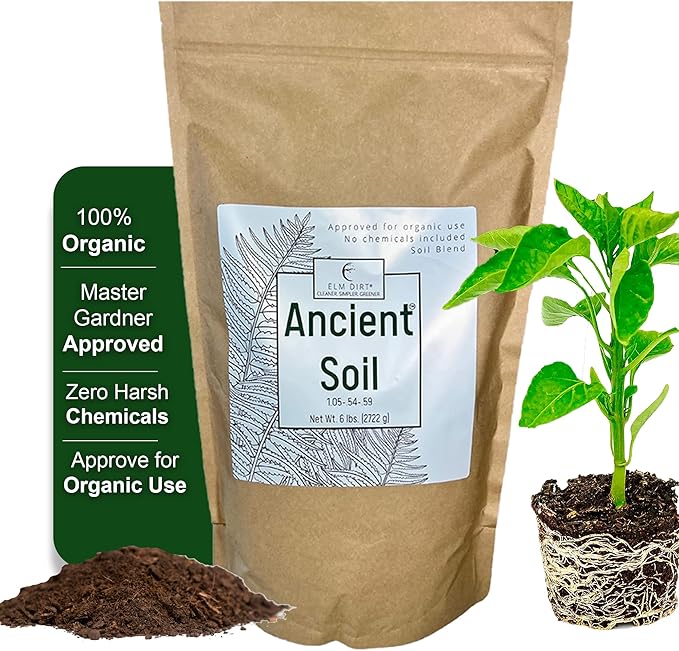 Elm Dirt Premium Ancient Soil for All Plants - Organic for Outdoor & Indoor Use | Garden Soil for Plant Nutrients Growth & Protect from Bugs - Roots Organic (6lbs)