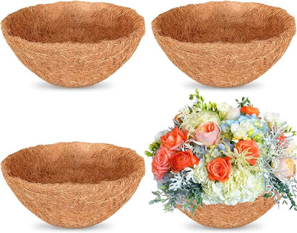 Halatool 4PCS 18 Inch Coconut Liners - 100% Natural Coco Fiber Round Liners for Planters, Flowers, Vegetables