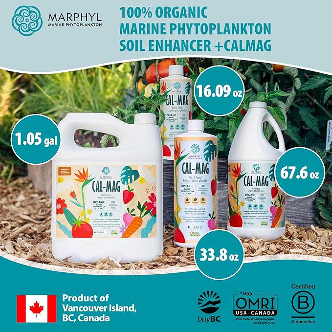 MARPHYL Organic CALMAG Liquid Fertilizer, Calcium + Magnesium, Corrects Common Plant Deficiencies, for Garden, Flowers, Vegetables, Succulents, Bamboo, Hydroponics 33.8 oz