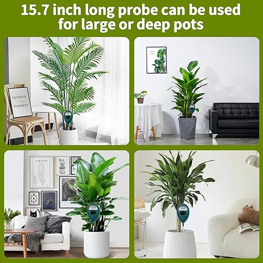 2 x Long Probe for Deep Use Soil Moisture Meter, Soil Moisture Meter, Hygrometer for Garden & Agriculture, Soil Tester, Soil Water Tester, No Batteries Required