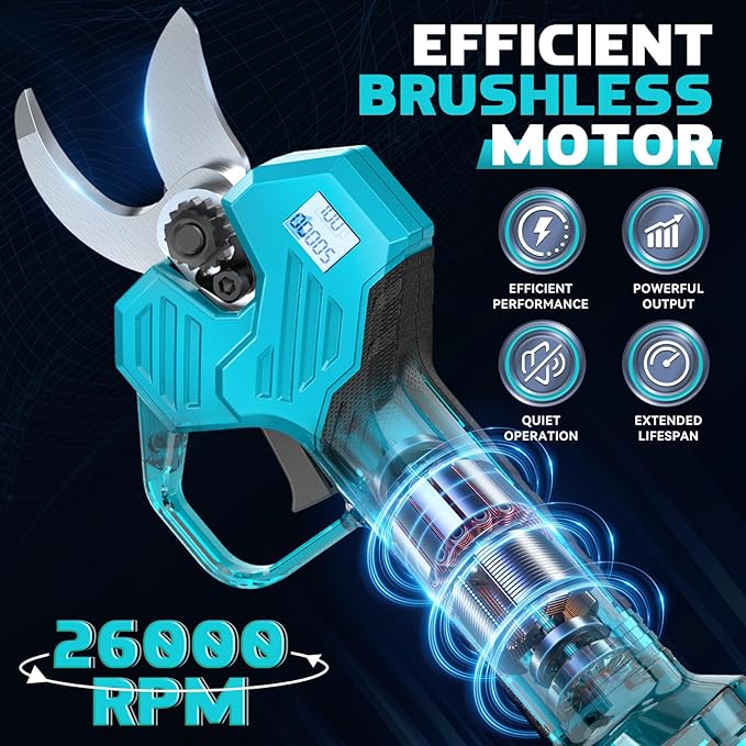 Cordless Electric Pruning Shears: 1.5-2 Inch Portable Pruning Shears Compatible with Makita 18V - Garden Pruners Tool with LCD Display