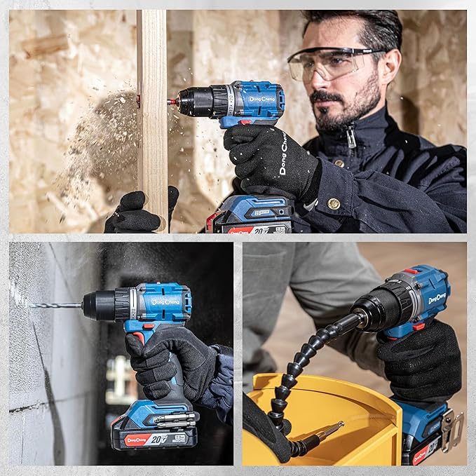 Dong Cheng 20V Brushless Heavy-duty Impact Drill Bare Tool, 531 in.lbs, 1/2" Keyless Metal Chuck, 20+1+1 Clutch for Drilling Brick Wall, Metal, Wood (Bare Tool)