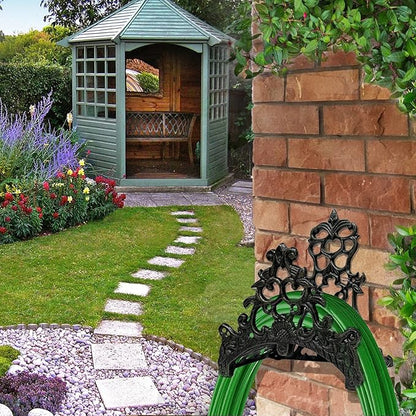Decorative Garden Hose Holder, Hose Hanger, Heavy Duty Cast Iron Garden Yard Water Pipe Holds, Wall Mounted Hose Butler, Hose Rack Reel, 50FT 75FT 100FT Water Hose Bulter Storage (Totem)