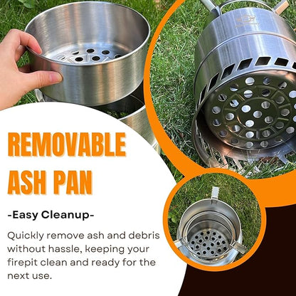 Bestargot Camping Wood Stove, Extra Large, Portable Smokeless Fire Pit, Stainless Steel, Windproof & Stackable Gas Burner for Camping, Hiking, Fishing, Hunting, Survival Stove