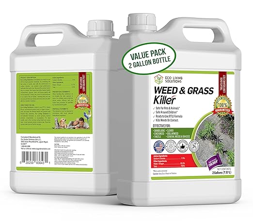 ECO Garden PRO - Organic Vinegar Weed Killer | Kid Safe Pet Safe | Clover Killer for Lawns | Moss Killer | Green Grass & Poison Ivy Killer | Spray Ready Glyphosate Free Herbicide (2 Gallons)