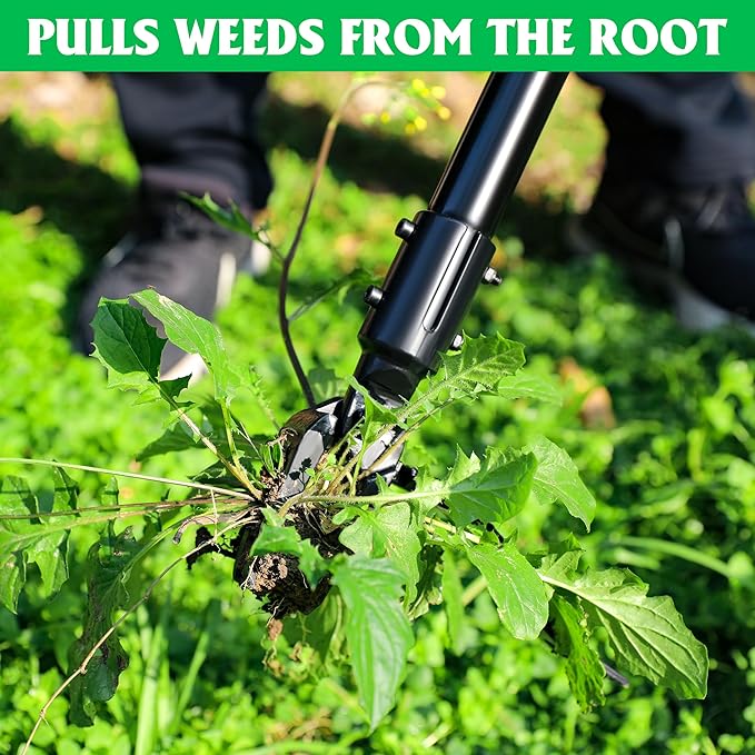 YMHB Weed Puller Tool, 50 Inch Stand Up Heavy Duty Weed Puller Tool, Gardening Hand Weeding Tool, 4 Claw Steel Head with Long Metal Handle Weed Remove Tool for Yard and Garden ﻿