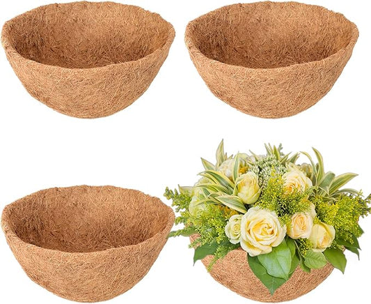 Legigo 4 Pack 18 Inch Hanging Basket Coco Liners Replacement, 100% Natural Round Coconut Coco Fiber Planter Basket Liners for Hanging Basket Flowers/Vegetables