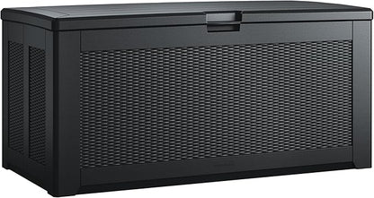 Rubbermaid Extra Large Resin Outdoor Storage Deck Box (134 Gal), Weather Resistant, Black, Deck Organization for Home/Backyard/Pool Chemicals/Toys/Garden Tools/Porch/Patio Cushions