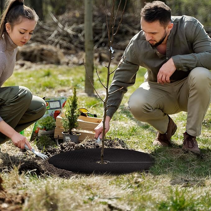 20.47 Inch Non-Woven Tree Mulch Ring,Reusable Tree Weed Barrier Mat,Degradable Tree Mulch Used to inhibit Weed Growth and Landscape Weed Control Plant Root Protection (10 Pack)